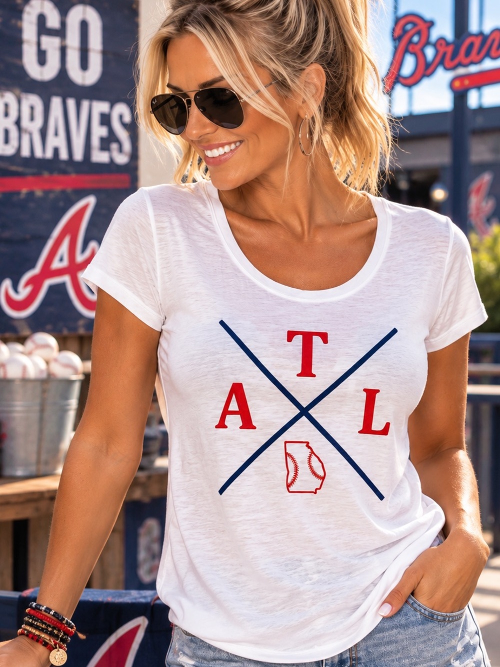 ⚾️ JENNIFER LAUREN ATL CUSTOM PLAY BALL TEE ❤️🤍💙